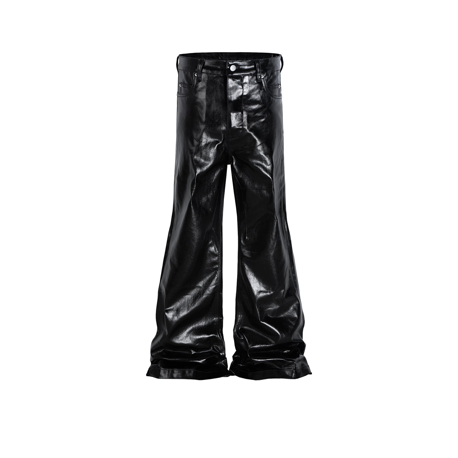 Black Coated Shiny Patent Leather Skinny Jeans - kinko
