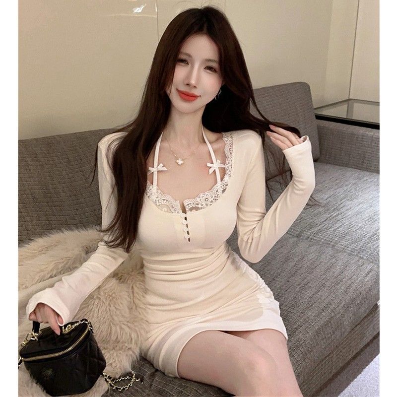 Lace Stitching Women's Elegant Slim-fit Hip Skirt - kinko