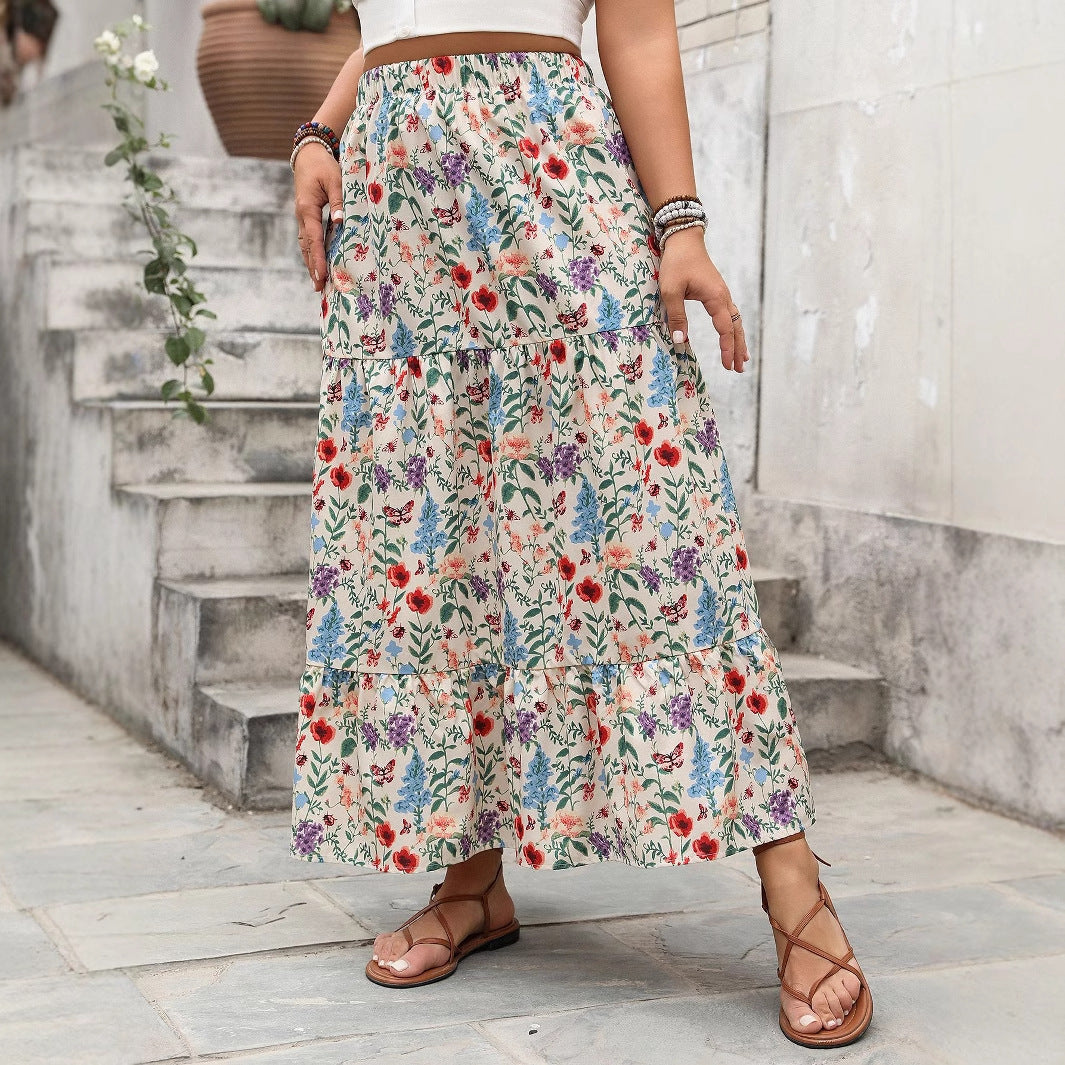 Women's Fashionable Personalized Floral Pastoral Skirt - kinko