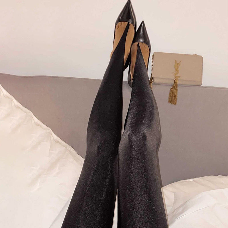 Women's High Waist Black Stretch Leggings - kinko
