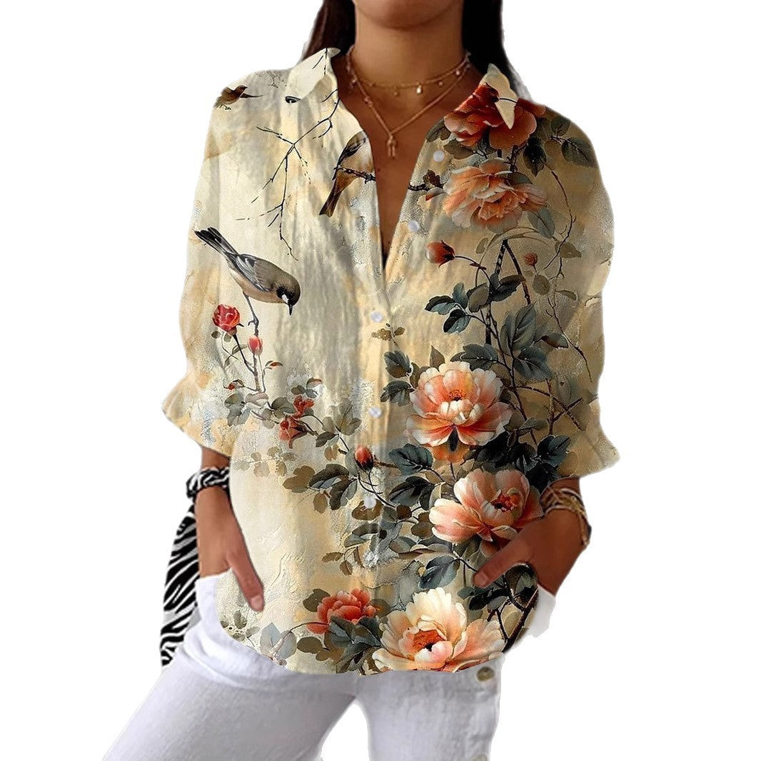 Women's Long Sleeved 3D Printed Shirt - kinko