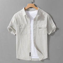 Men's Short Sleeve Casual Trend Cotton Shirt All-matching - kinko
