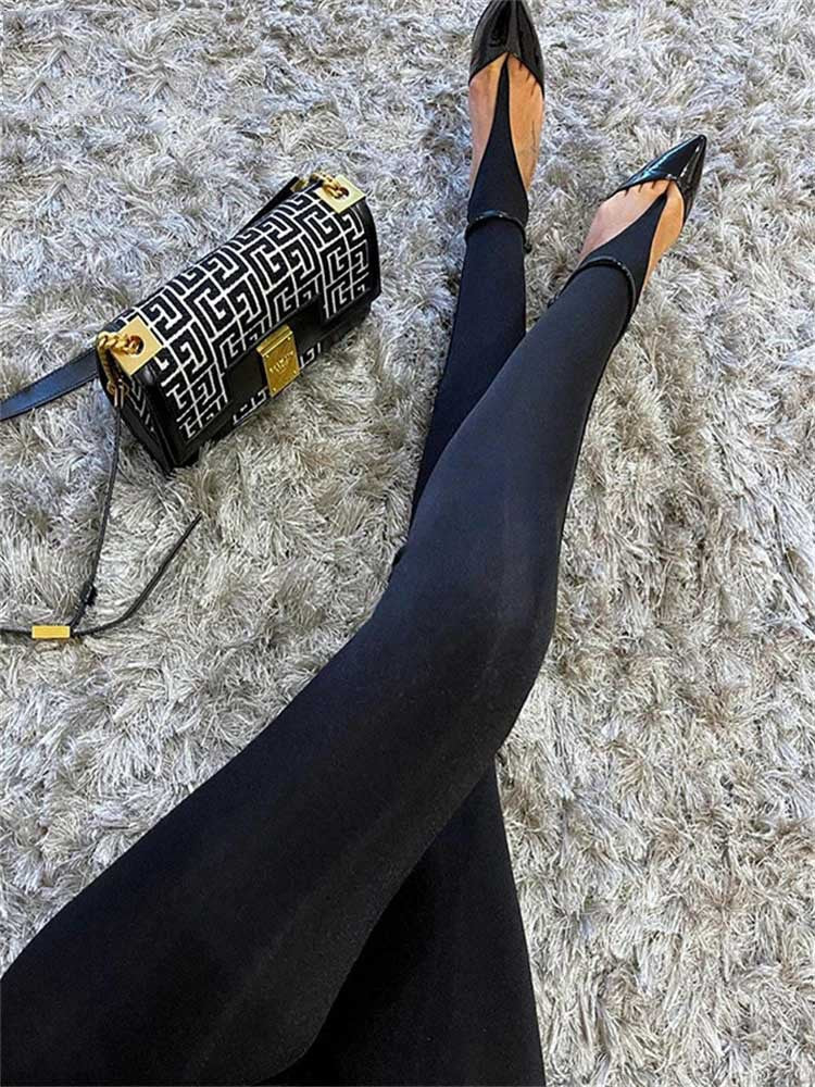Women's High Waist Black Stretch Leggings - kinko