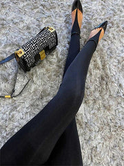 Women's High Waist Black Stretch Leggings - kinko