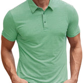 Contrast Color Striped Short Sleeve Men's Summer Loose Lapels - kinko