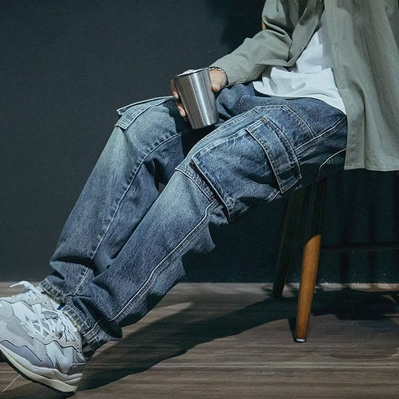 Men's Loose Straight Retro Fashion Brand Stretch Pants - kinko