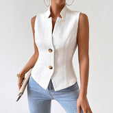 Women's Sleeveless Blazer Button Vest - kinko