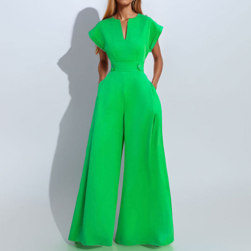 Graceful And Fashionable Solid Color High Waist Wide Leg Pants - kinko