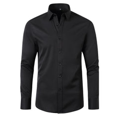 Full Elastic Force Shirt Men's Non-ironing Anti-wrinkle Solid Color - kinko