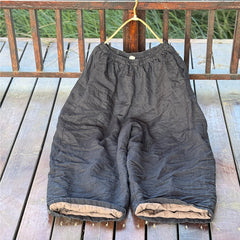 Women's High Temperature Washed Ramie Straight Wide Leg Cotton Pants - kinko