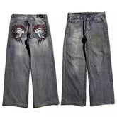 American Retro Worn Looking Washed-out Jeans Men's Wide-leg Workwear Design Casual - kinko