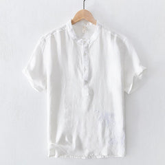 National Men's Embroidered Breathable Solid Color Short Sleeve - kinko