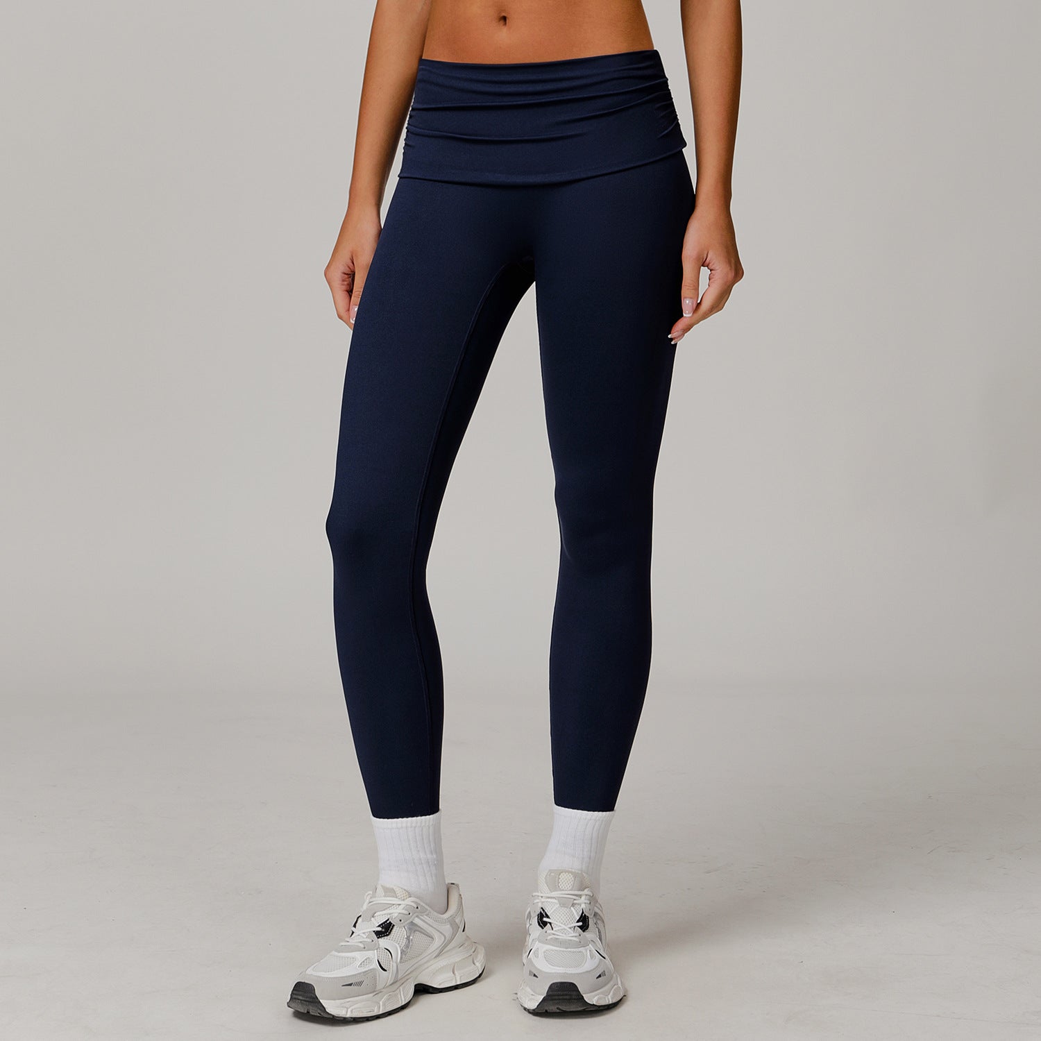 Fold High Waist Yoga Pants Women's Cloud-feeling Belly Contracting And Hip Lifting Sports Pants - kinko