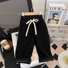 Straight-leg Pants Children Thick Warm Wide-leg Pants - kinko