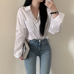 Loose All-matching Simple And Laid-back Shirt - kinko