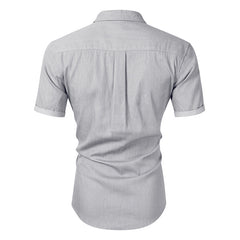 Men's Short-sleeved Casual Denim Non-ironing Shirt - kinko