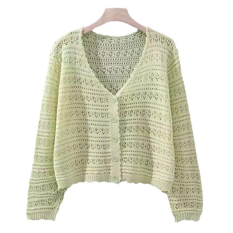 Loose Hollow Knitted Air Conditioning Shirt - kinko