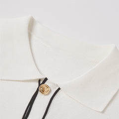 Simple Cardigan Contrast Color Lapels Old Money Style All-match - kinko