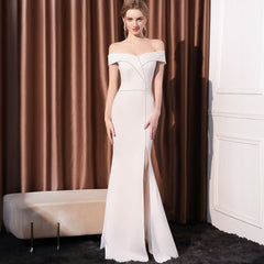 Women's Off-shoulder Slim-fit Elegant Ladies Banquet Dinner Long Fish Tail Skirt - kinko