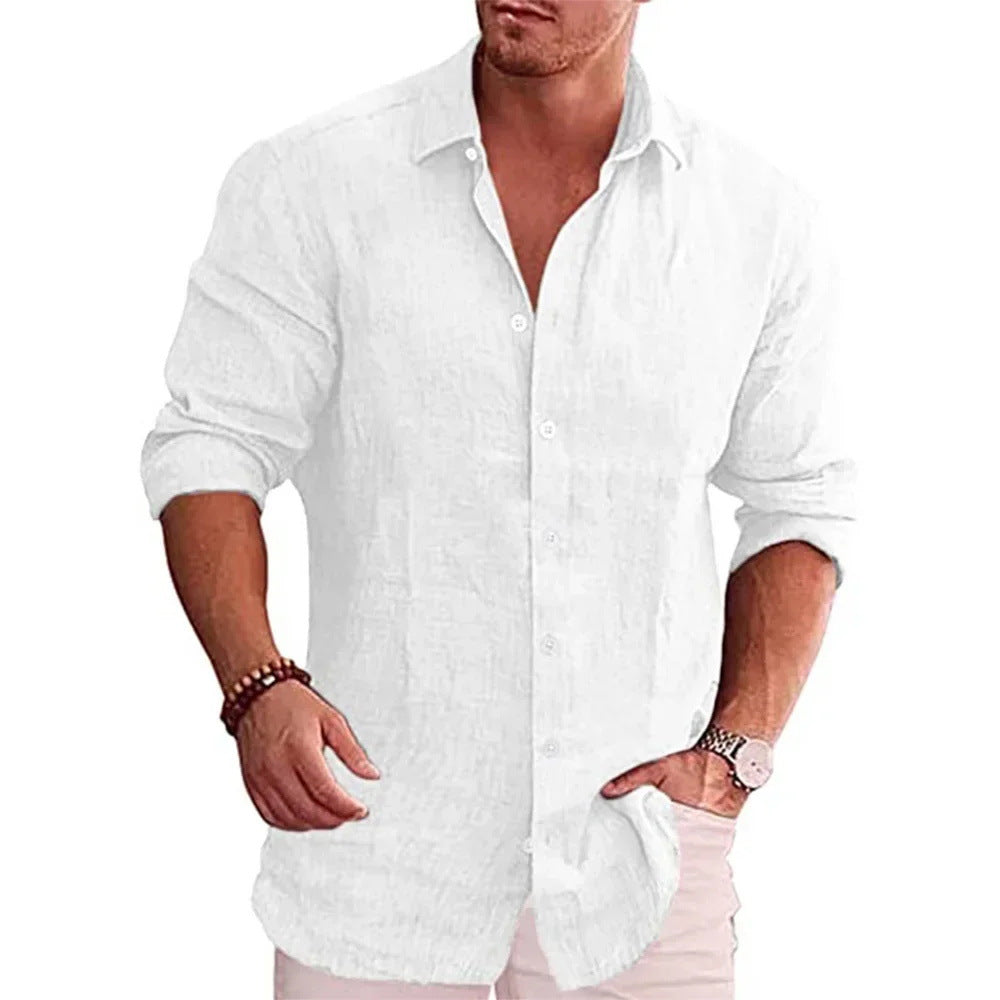 3D Printed Casual Men's Solid Color Shirt Slim Lapel - kinko