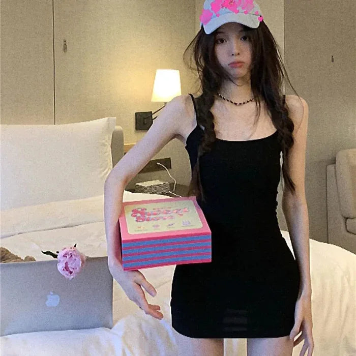 Pure Desire Sexy Small Black Primer Tight Dress Women's Spring - kinko