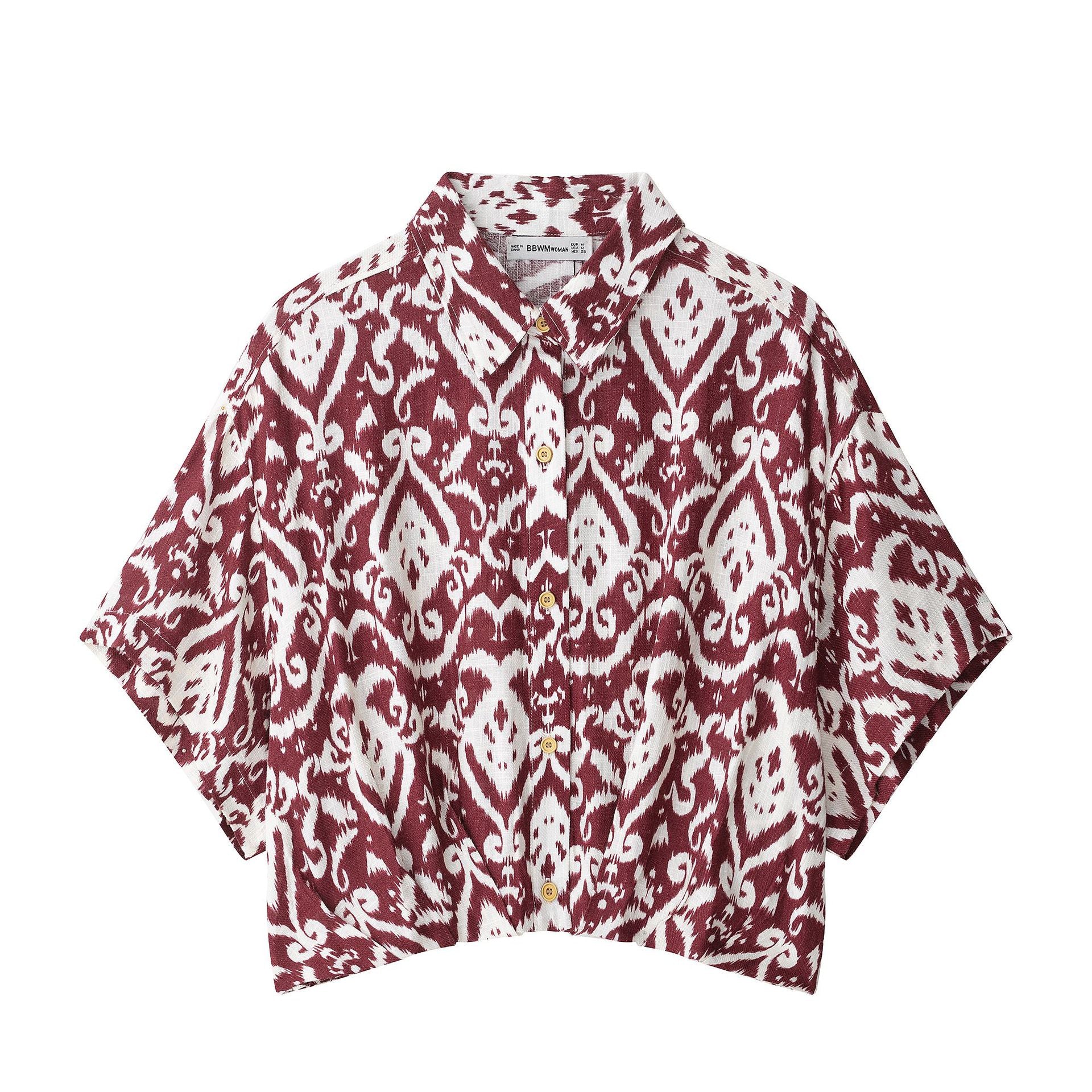 Printed Loose Design Short Shirt Decorated Tassel Printed Dress - kinko