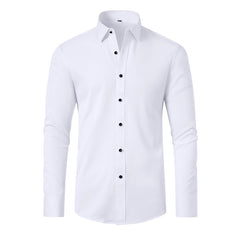 Full Elastic Force Shirt Men's Non-ironing Anti-wrinkle Solid Color - kinko