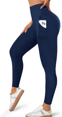 Women's Pocket Soft Belly Contracting High Elastic Slim High Waist Leggings - kinko