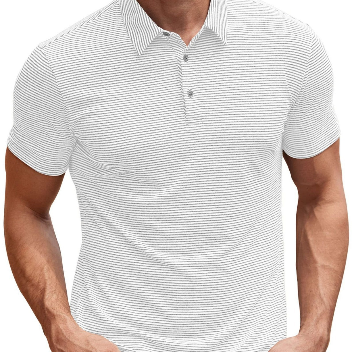 Contrast Color Striped Short Sleeve Men's Summer Loose Lapels - kinko