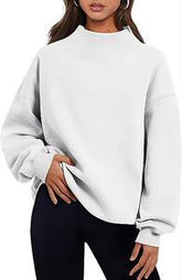 Women Autumn Winter Casual Fleece Shirt Women Thick Half Turtleneck Loose Sweatshirts