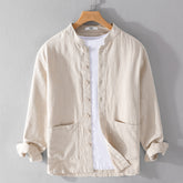 Men's Retro Stand Collar Chinese Knot Button Shirt Coat - kinko