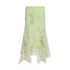 Sneaky Design Floral Flounce Irregular Long Dress - kinko