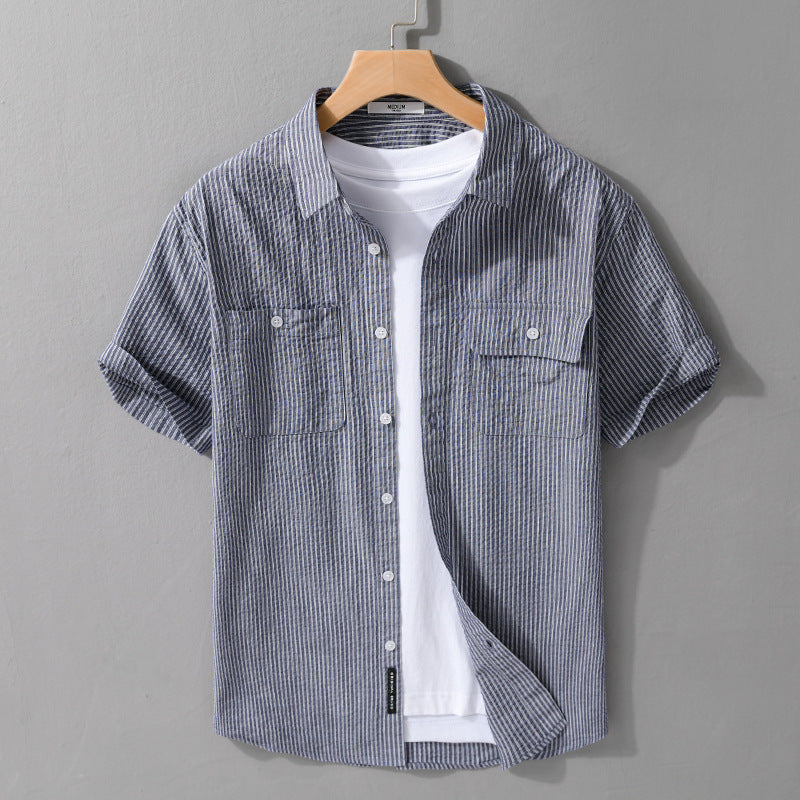 Men's Short Sleeve Casual Trend Cotton Shirt All-matching - kinko