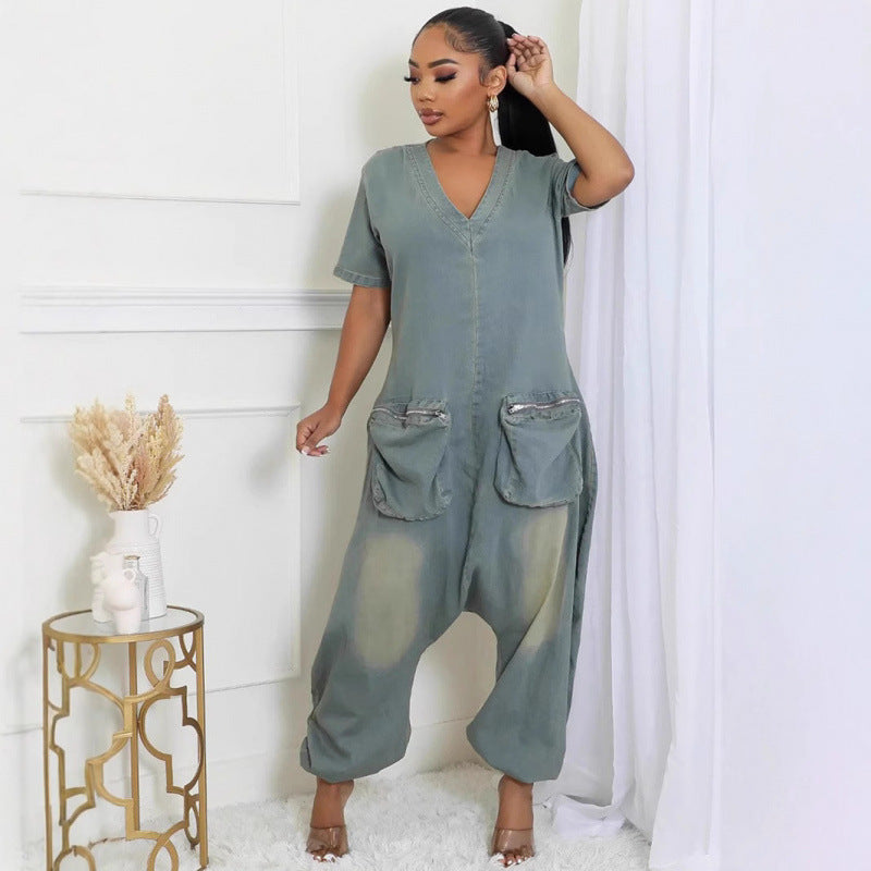Women's Loose Crotch Jumpsuit Retro Personality - kinko