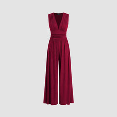 Women's Solid Color Loose Sleeveless Knitted Jumpsuit - kinko