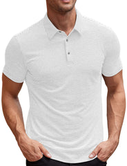 Contrast Color Striped Short Sleeve Men's Summer Loose Lapels - kinko