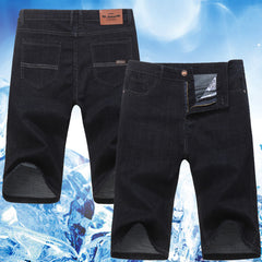 Thin Ice Silk Men's Stretch 7-quarter Denim Shorts - kinko