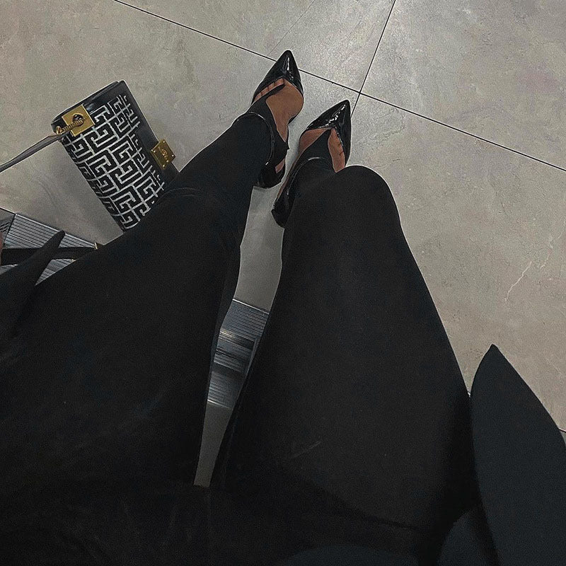 Women's High Waist Black Stretch Leggings - kinko