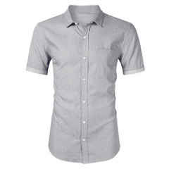 Men's Short-sleeved Casual Denim Non-ironing Shirt - kinko