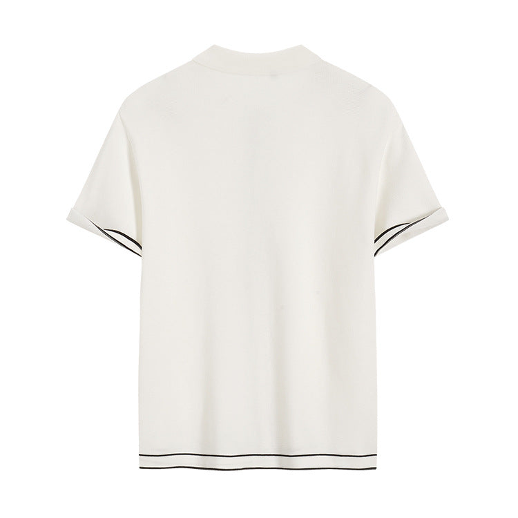 Simple Cardigan Contrast Color Lapels Old Money Style All-match - kinko