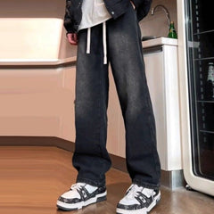 Straight Jeans Men's Summer Ruan Handsome Wide Leg Casual Long Pants - kinko