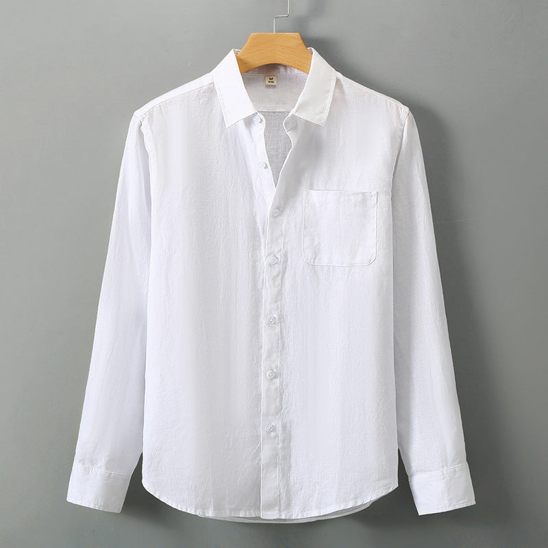 Linen Shirt Men's Long Sleeve Loose Thin Casual - kinko