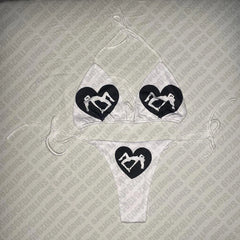 Y2k Style Letter Print Bikini Set Sexy Thong Swimsuit Two Pieces Bathing Suit Punk Gothic Fashion Women Swimwear 2000s Emo Girls