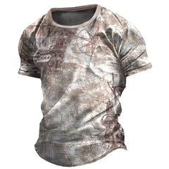 Old-fashioned Men's T-shirts, American Summer Pullovers, Printed Short-sleeved T-shirts