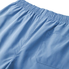 Men's Casual Summer Shorts with Pockets - Black, Elastic Waistband, Drawstring, Polyester, Two-Layer Design, Lightweight & Breat