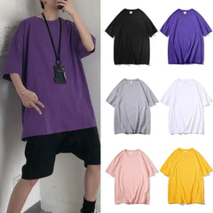 2024 Summer Short Sleeve T Shirts Solid Color T-shirt O Neck Casual Loose T Shirt Base Top Tee Oversize Students Street T-shirt
