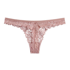 Women Sexy Lace Lingerie Low-waist Panties Embroidery Thong Transparent Hollow out Underwear Female G String