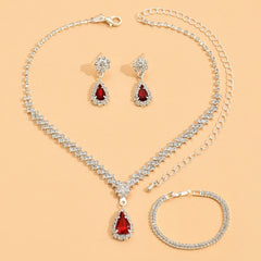 4 Pieces Of Women's Wedding Accessories, Earrings, Necklaces, Bracelets, Bridal Jewelry Sets, Banquet And Party Accessories-8071