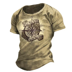 Old-fashioned Men's T-shirts, American Summer Pullovers, Printed Short-sleeved T-shirts