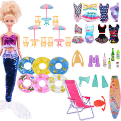 Doll Accessories Fishtail Skirt+Swimsuit+Swim Ring+Multiple Accessories,For Babi 11.8inch Doll Beach Accessories Festival Gifts